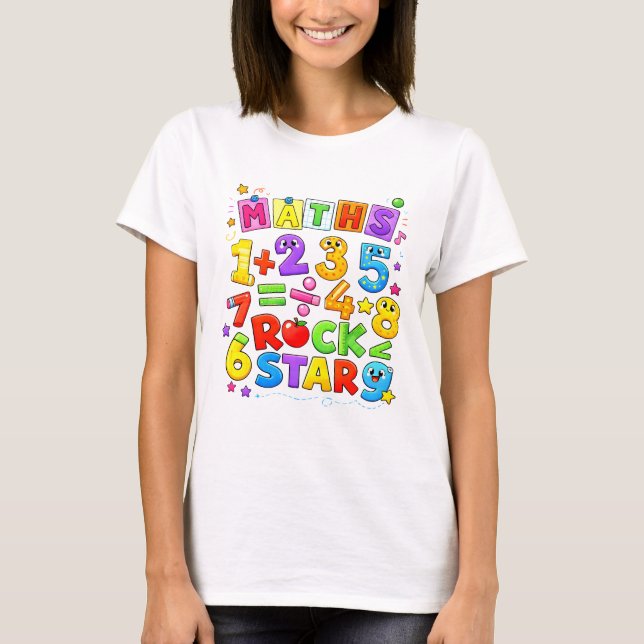 Camiseta de desenho animado rockstar de números de (Frente)