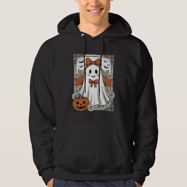 Camiseta de Desenho de Fantasma de Halloween Fofo  (Frente)