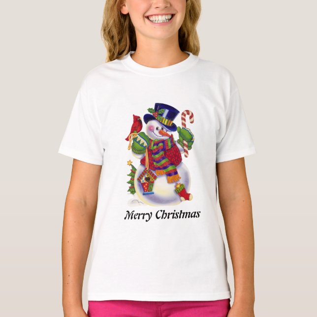 Camiseta de desenho do Mens Snowman Holiday (Frente)