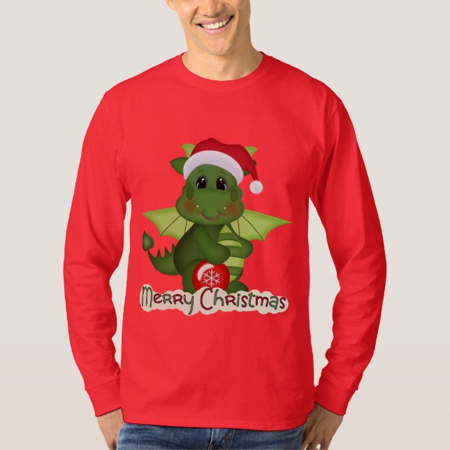 Camiseta de desenho do Natal Dragon Holiday (Frente)