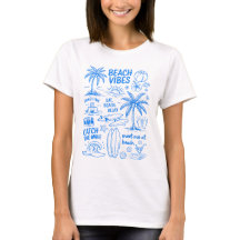 Camiseta de Desenhos com Vibrações de Praia