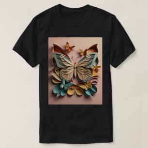 Camiseta de design de arte de papel de borboleta