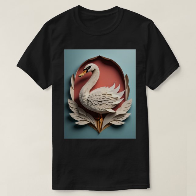 Camiseta de design de arte em papel de cisne (Frente do Design)