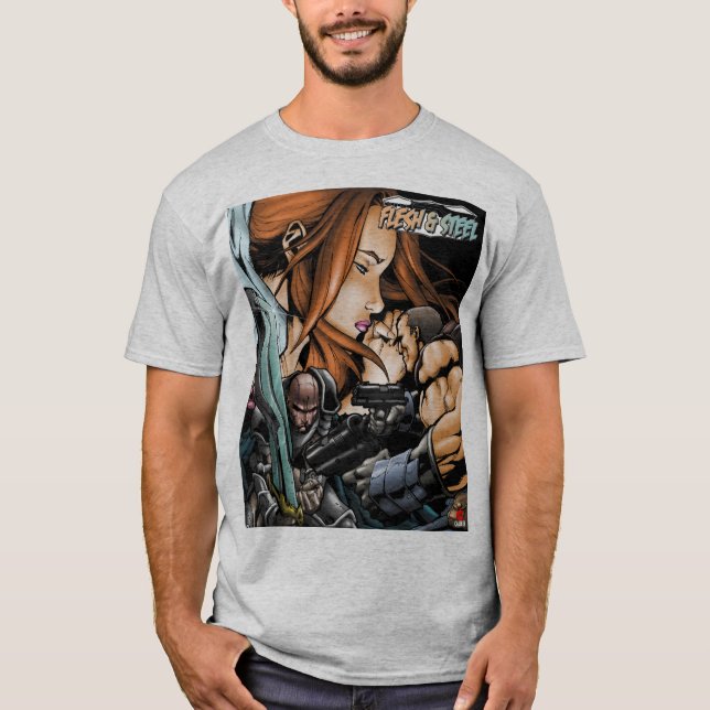 Camiseta de design de carne e aço V4 (Frente)