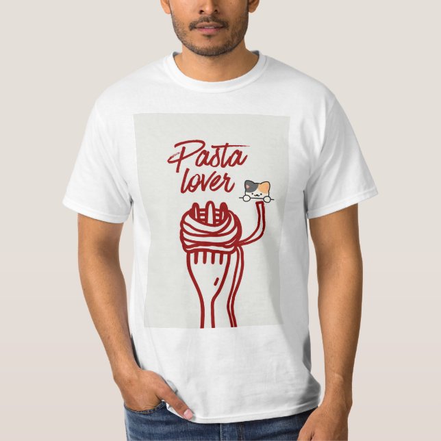 camiseta de design de gato e amante de massa (Frente)