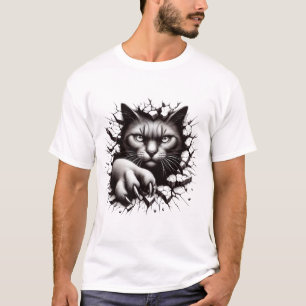 Camiseta de design de luxo 3D Realista de Gato Neg