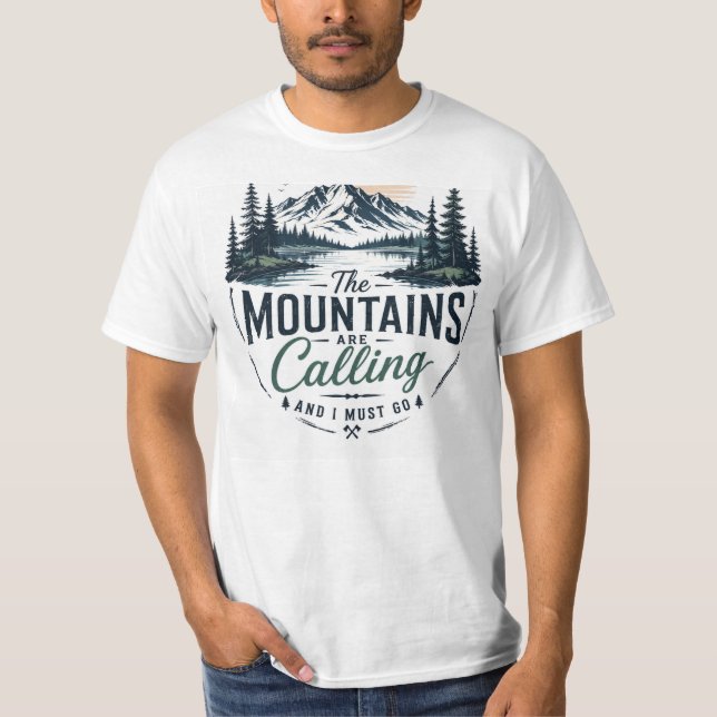 camiseta de design de montanha para homens (Frente)