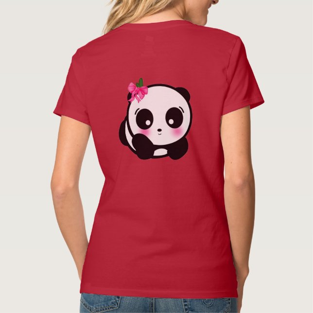 Camiseta de Design Fofo de Panda (Verso)