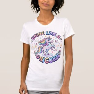 Camiseta de Design Gráfico Unicórnio Brilhe Como u