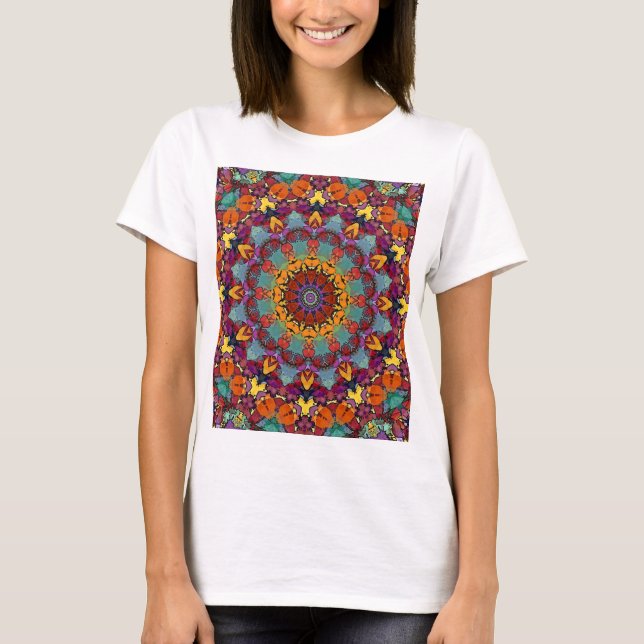 Camiseta de Design Multicolorido de Arte Mandala (Frente)