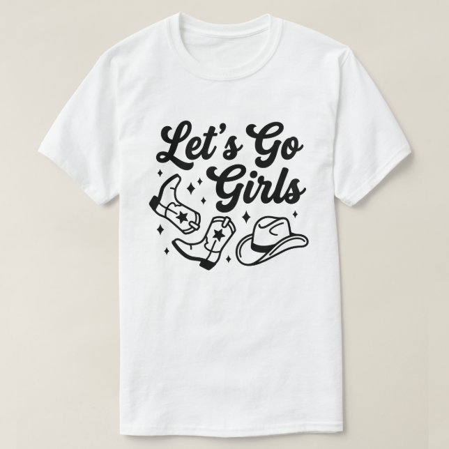 Camiseta de Despedida de Solteira Western Lets Go  (Frente do Design)