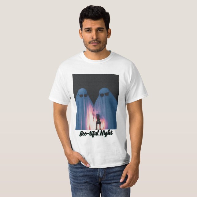 Camiseta de Dia das Bruxas Bela Noite Fantasma (Frente Completa)