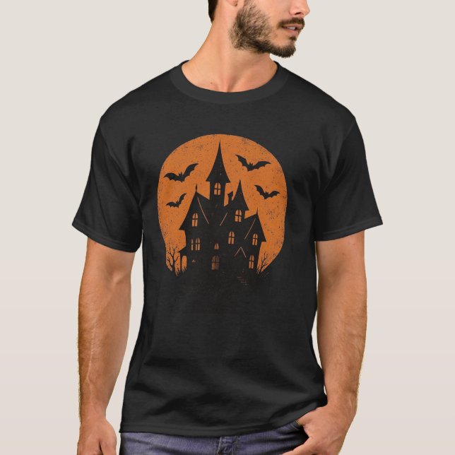 Camiseta de Dia das Bruxas de Lua Assombrada (Frente)