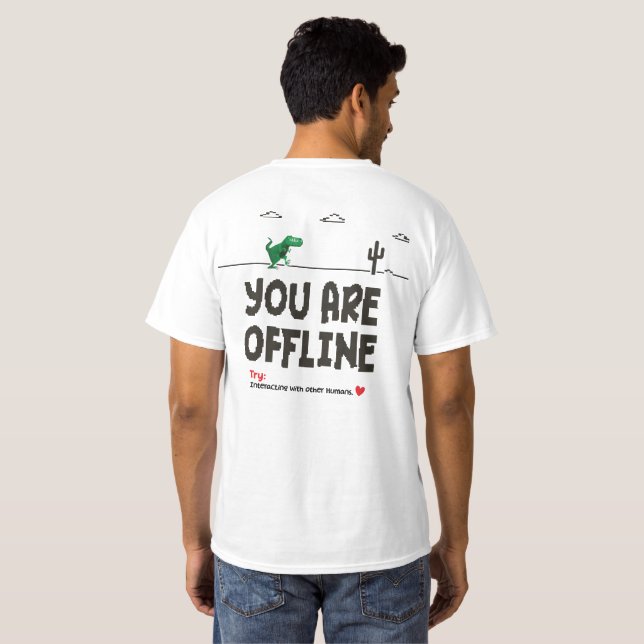 Camiseta de Dinossauro Divertido Fora do Ar (Parte Traseira Completa)