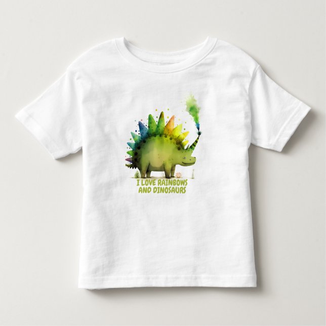 Camiseta de dinossauro em aquarela personalizada (Frente)