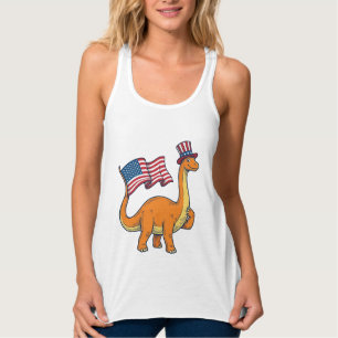 Camiseta de Dinossauro Patriótico Gravura Vintage_