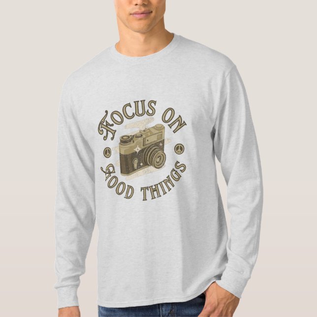 camiseta de dizer positivo focar nas coisas boas (Frente)
