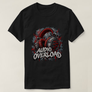 Camiseta de DJ com Fone de Ouvido Audio Overload,