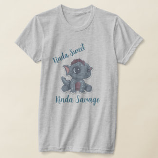 Camiseta de Dragão Fofo Meio Doce Meio Selvagem