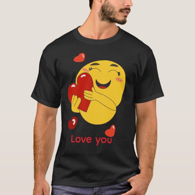  Camiseta de emoji de amor fofo-design romântico d (Frente)