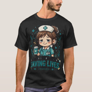 Camiseta de Enfermeira Alimentada por Café e Salva