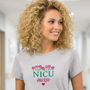 Camiseta de Enfermeira da UTIN Floral