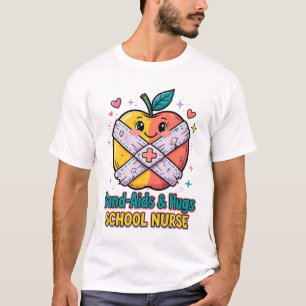 Camiseta de Enfermeira Escolar Band-Aids e Abraços