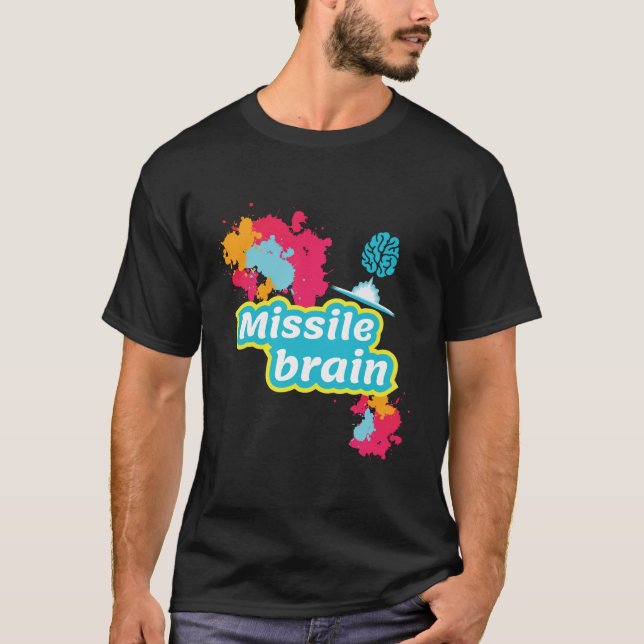 Camiseta de engenheiro de design cérebro de míssil (Frente)