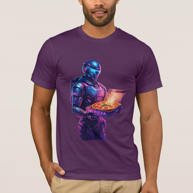 Camiseta de Entrega de Pizza Cyberpunk – Neon Futu (Frente)