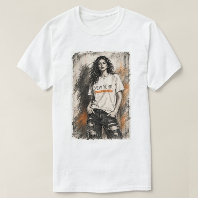 Camiseta de Esboço de Moda (Frente do Design)