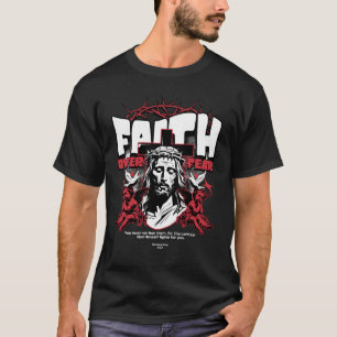 Camiseta de Escritura Negrita Fé sobre Medo