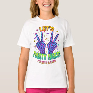 Camiseta de Esqueleto com Sinal de Paz para Festa