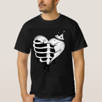 Camiseta de Esqueleto da Coroa do Coração Quebrado