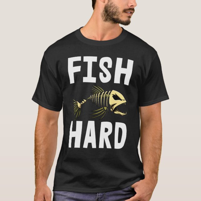Camiseta de Esqueleto de Peixe Duro de Roupa Dente (Frente)