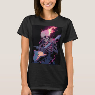 camiseta de esqueleto de rocha flamejante feminina
