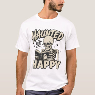 Camiseta de Esqueleto Feliz Lendo