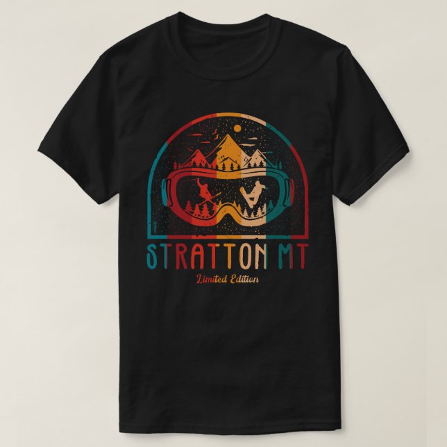 Camiseta de Esqui Montanha Retro Stratton (Frente do Design)