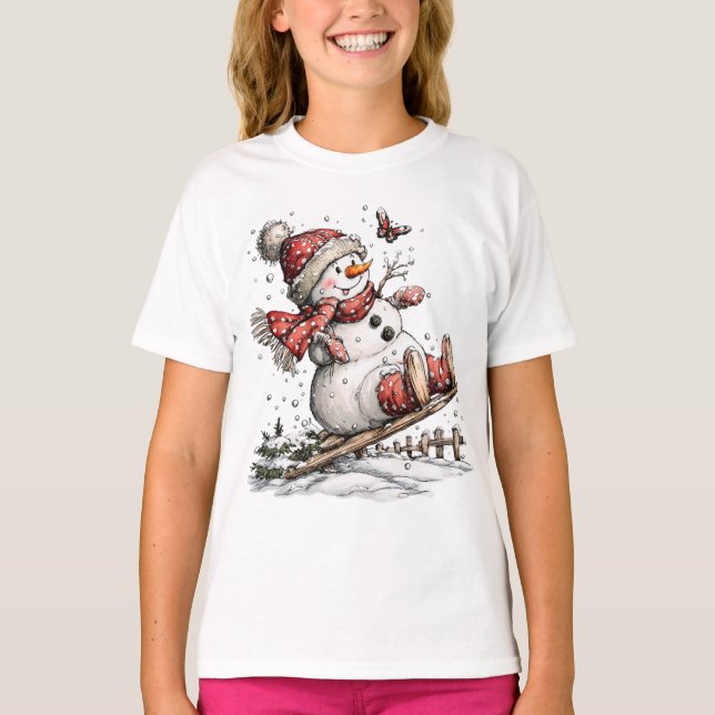 Camiseta De Esqui Na Neve (Frente)