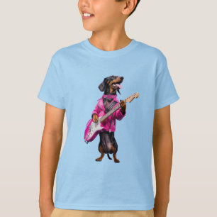 Camiseta de Estrela do Rock Dachshund Fofa
