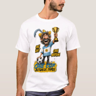 Camiseta de Fã da Nação Argentina GOAT Três Campeõ