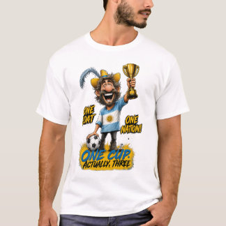 Camiseta de Fã da Nação Argentina GOAT Três Campeõ