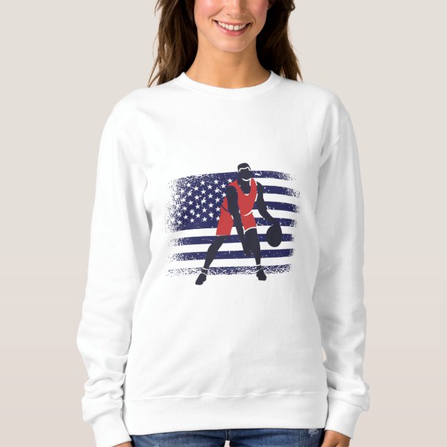Camiseta de Fã de Basquete Bandeira EUA (Frente)