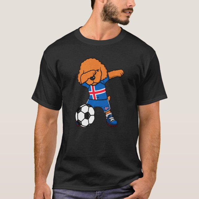 Camiseta de Fã de Futebol da Islândia com Cachorro (Frente)
