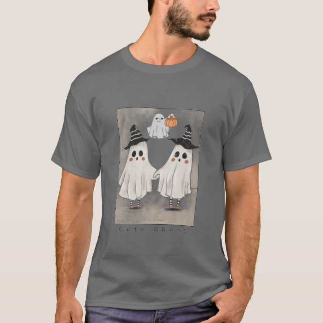 Camiseta de Fantasma de Halloween Fofa (Frente)