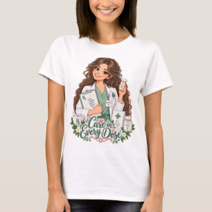 Camiseta de Farmacêutico 'Cuidado em Cada Dose'