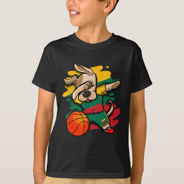 Camiseta de Fãs Dabbing Dog Lituânia Sketll Lituân (Frente)