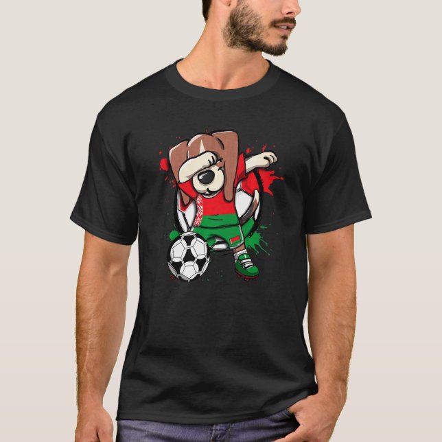 Camiseta de Fãs de Futebol do Belarus com Cachorro (Frente)