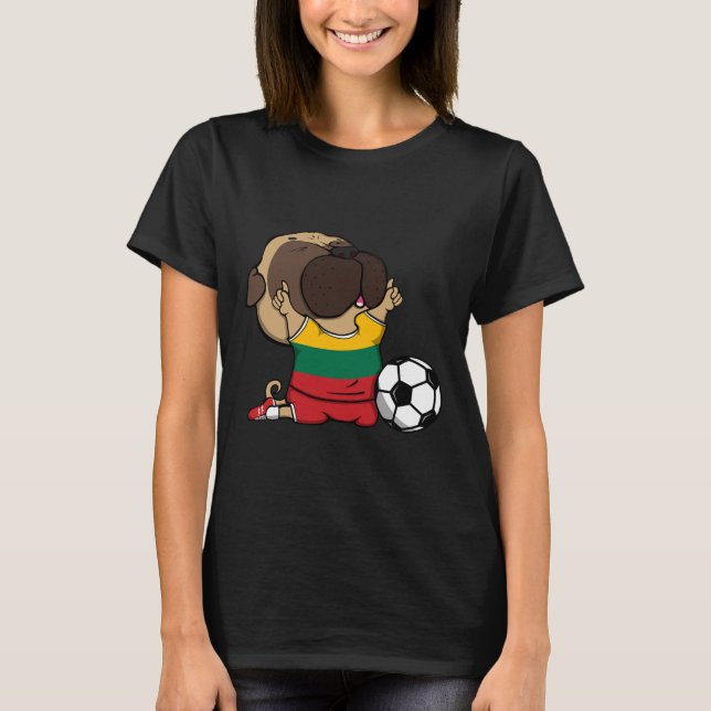 Camiseta de Fãs de Futebol Pug Lituânia Lituano (Frente)
