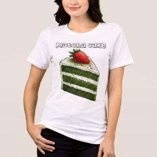 Camiseta de Fatia de Bolo de Matcha Fofa Sobremesa