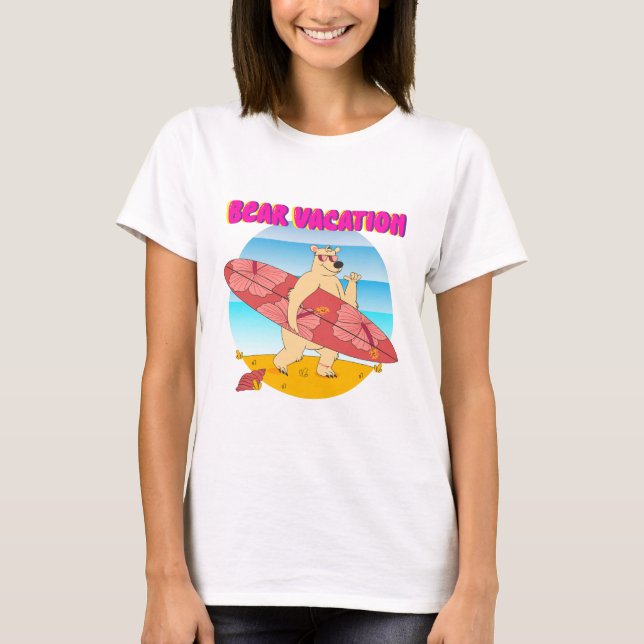 Camiseta de férias de ursos engraçados (Frente)